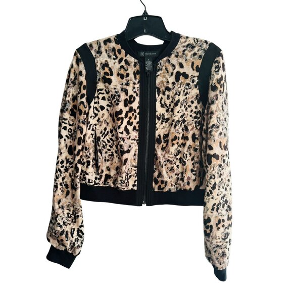 INC Size Medium Leopard Print Bomber Jacket Medium - Picture 7 of 8